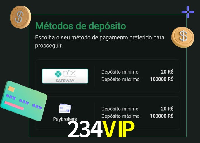 O cassino 234VIP oferece uma grande variedade de métodos de pagamento